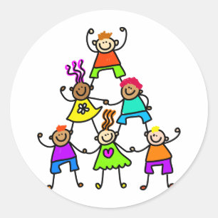 Teamwork-Kinder Runder Aufkleber