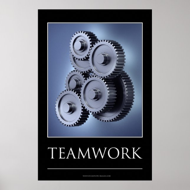 Teamwork-Konzept mit Getriebe Poster (Vorne)
