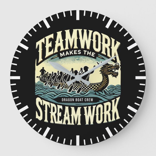 Teamwork macht den Stream funktionieren, Dragon Bo Große Wanduhr (Vorderseite)