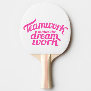 Teamwork macht die Traumarbeit rosa grafisch Tischtennis Schläger