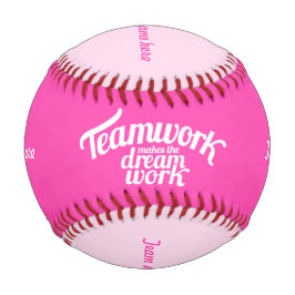 Teamwork macht Traumarbeit pinkfarbene Mädchen Nam Baseball