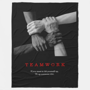 Teamwork Motivierend Inspiration-Quote-Hands Fleecedecke