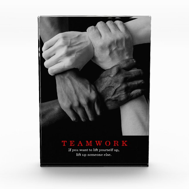 Teamwork Motivierend Inspiration-Quote-Hands Fotoblock (Vorderseite)