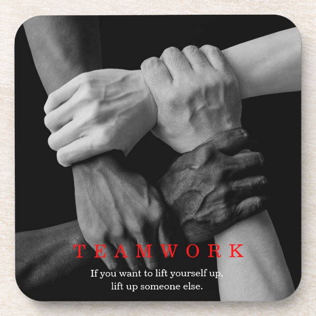 Teamwork Motivierend Inspiration-Quote-Hands Getränkeuntersetzer (Vorderseite)
