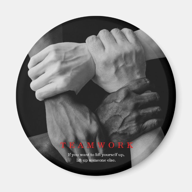 Teamwork Motivierend Inspiration-Quote-Hands Magnet (Vorne)