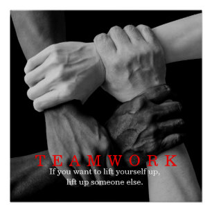 Teamwork Motivierend Inspiration-Quote-Hands Poster