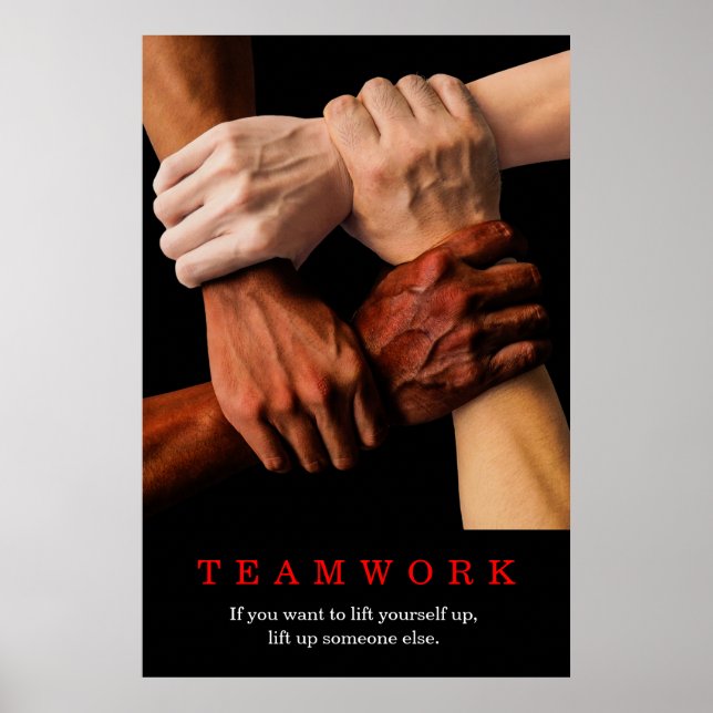 Teamwork Motivierend Inspiration-Quote-Hands Poster (Vorne)
