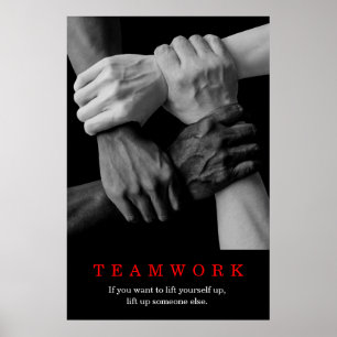 Teamwork Motivierend Inspiration-Quote-Hands Poster