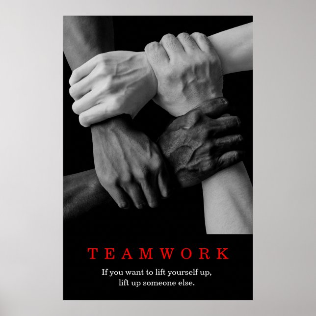 Teamwork Motivierend Inspiration-Quote-Hands Poster (Vorne)