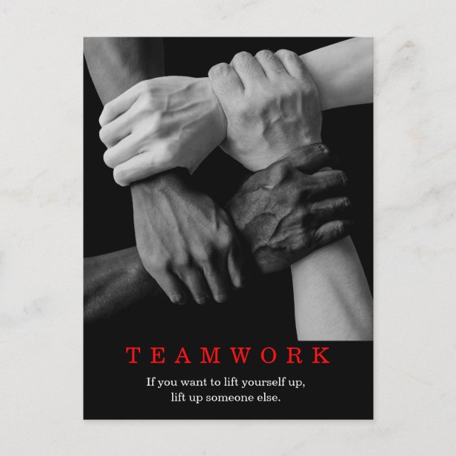 Teamwork Motivierend Inspiration-Quote-Hands Postkarte (Vorderseite)