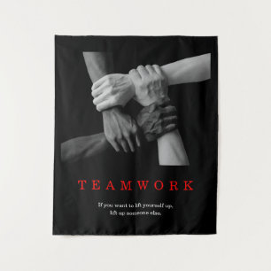 Teamwork Motivierend Inspiration-Quote-Hands Wandteppich