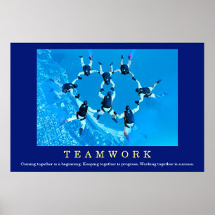 Teamwork Motivierend Zitat Skydiving Poster