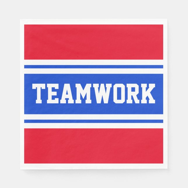 TEAMWORK Patriotic Bright Red White Blue Streifen Serviette (Vorderseite)