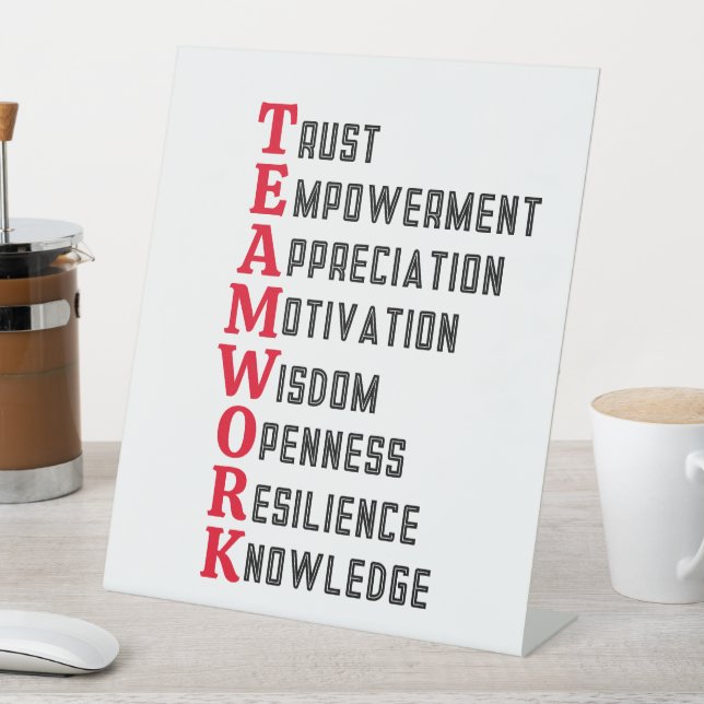 Teamwork Positives Wort Podestzeichen Sockelschild (In Situ)