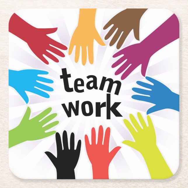 TeamWork Rechteckiger Pappuntersetzer (Vorderseite)