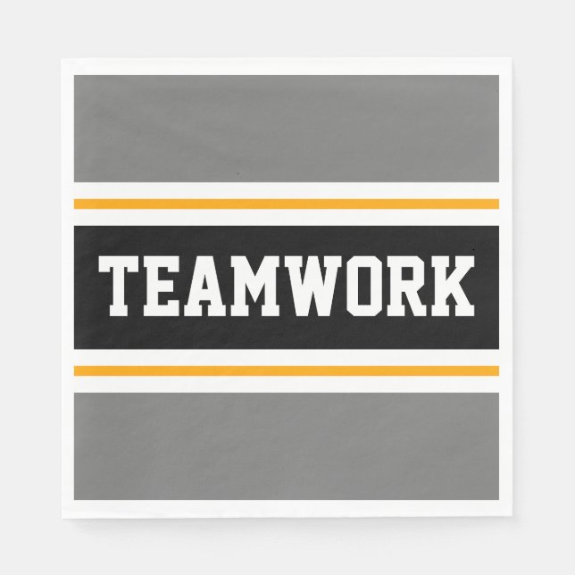 TEAMWORK Schwarz-weiß Gelbe graue Streifen Serviette (Vorderseite)