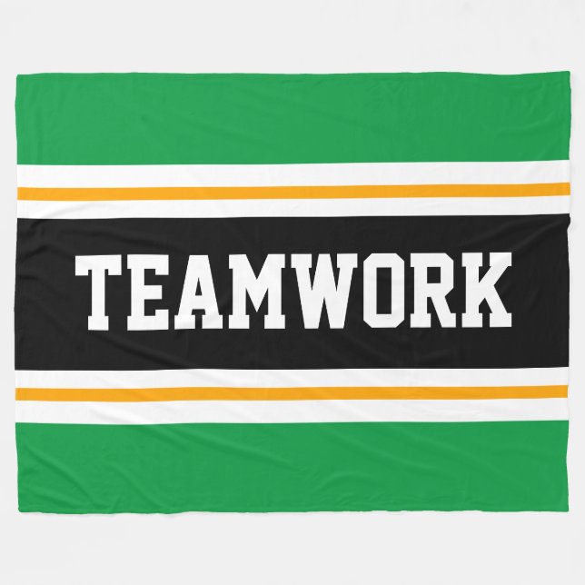 TEAMWORK Spaß Sportliche Grüne Schwarz-weiße Strei Fleecedecke (Vorderseite (Horizontal))