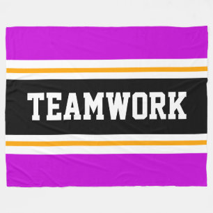 TEAMWORK Sportliche, hellrosa Schwarz-weiße Streif Fleecedecke
