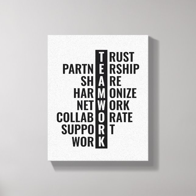 Teamwork-Zitat für Office und Zuhause Wall Art Leinwanddruck (Vorderseite)