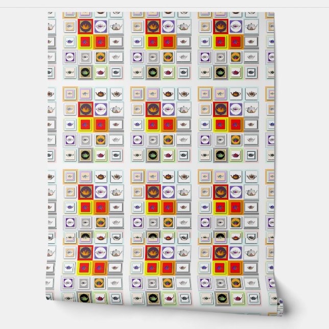 Teapot Collage Kitchen Tapete (Abrollen)