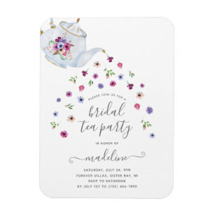 Teapot Floral Brautparty Tee Party Einladung Magnet