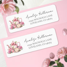 Teapot Floral Return Address