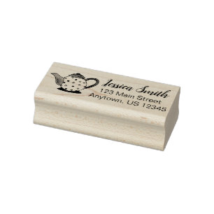 Teapot Tea Party Polka Dot Personalisierte Adresse Gummistempel