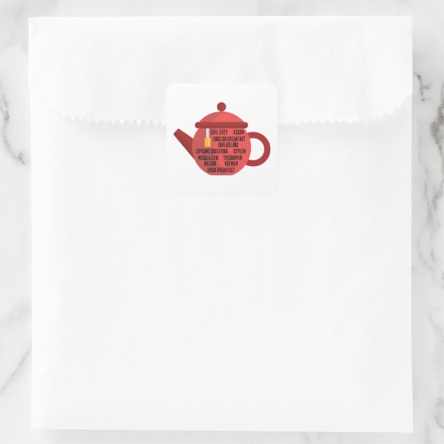 Teapot zum Besten Schwarzen Tee Quadratischer Aufkleber (Tasche)