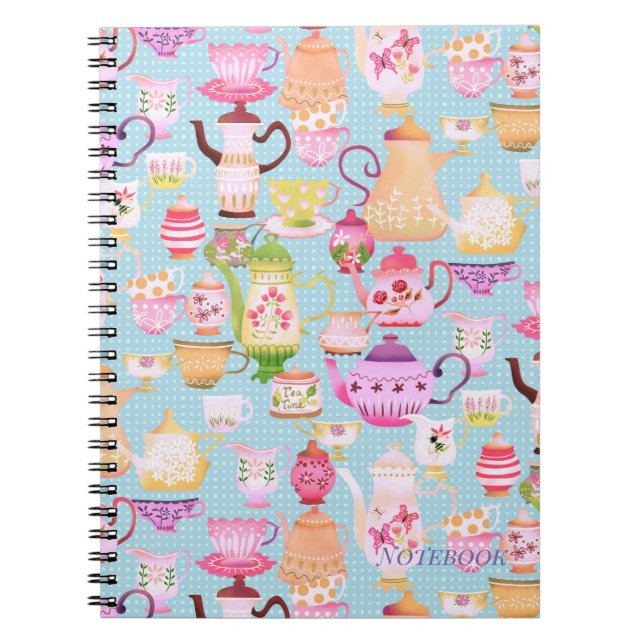 Teapots und Cups Blue Notizblock (Vorderseite)