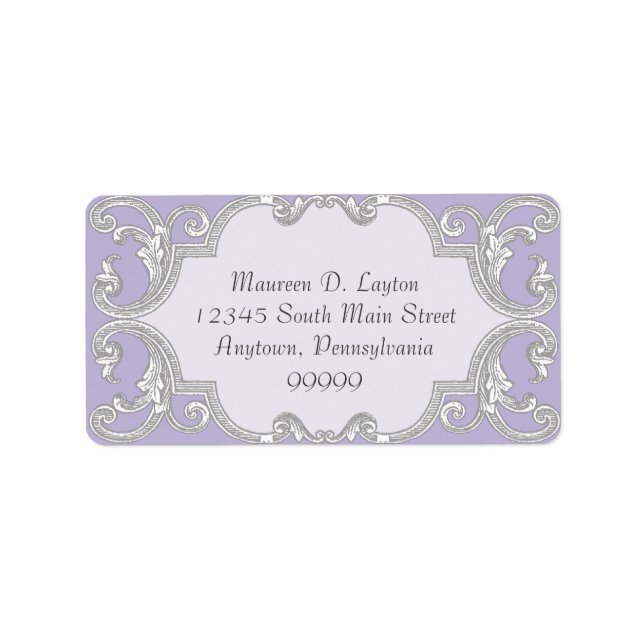 Tear Drop Lace, Lavendel Matching Address Labels Adressaufkleber (Vorne)