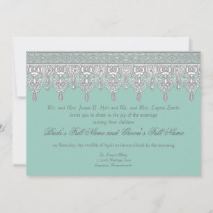 Tear Drop Lace, Light Aqua Blue - Einladung Hochze