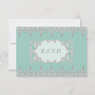 Tear Drop Lace, Light Aqua Blue - Einladung Hochze