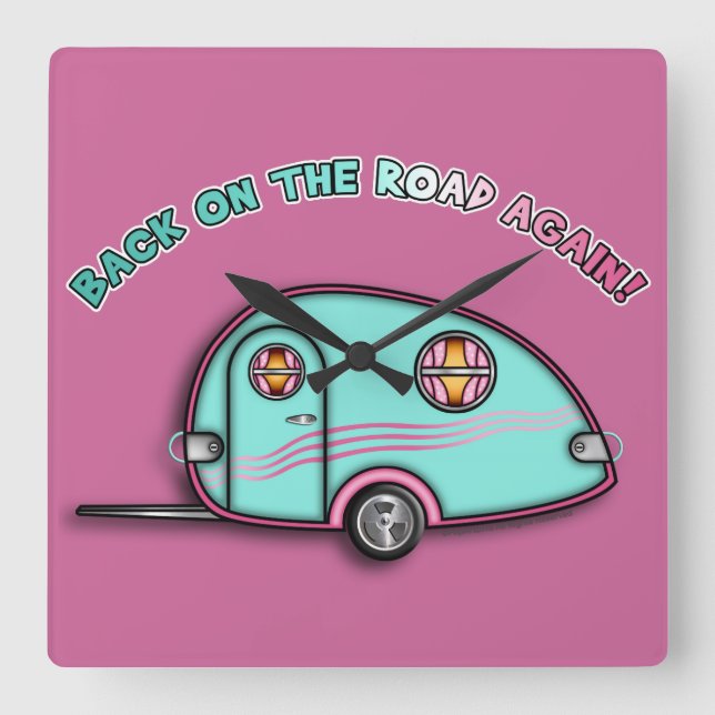 Tear Drop RV Traileruhren Quadratische Wanduhr (Vorderseite)