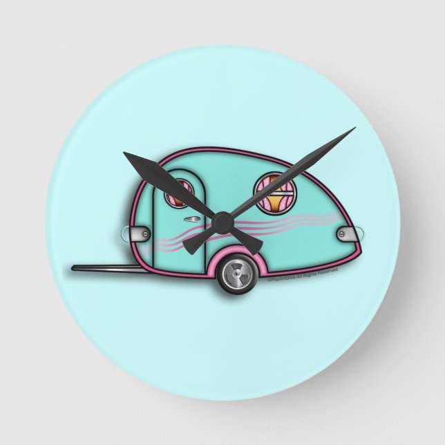 Tear Drop RV Traileruhren Runde Wanduhr (Vorderseite)