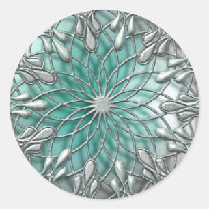 Teardrop Juweled Silver/Aquamarin Sticker