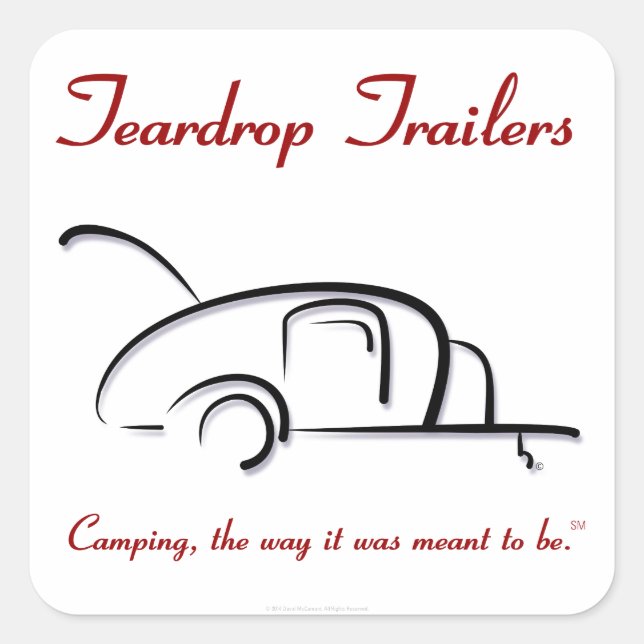 Teardrop Trailers rote Version Quadratischer Aufkleber (Vorderseite)