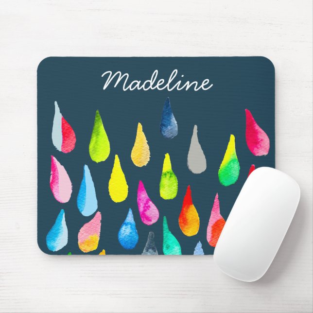 Teardrops Aquarell farbenfroh whimsical Mousepad (Mit Mouse)