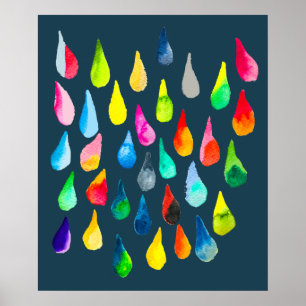 Teardrops Aquarell farbenfroh whimsical Poster