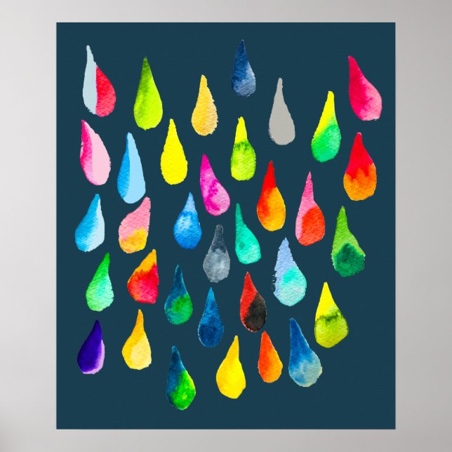Teardrops Aquarell farbenfroh whimsical Poster (Vorne)