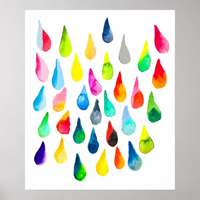 Teardrops Aquarell farbenfroh whimsical Poster (Vorne)
