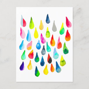 Teardrops Aquarell farbenfroh whimsical Postkarte