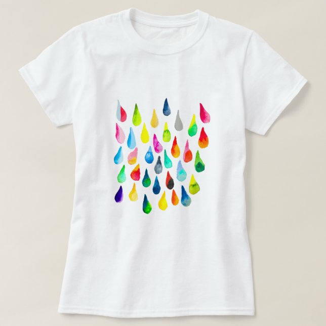 Teardrops Aquarell farbenfroh whimsical T-Shirt (Design vorne)