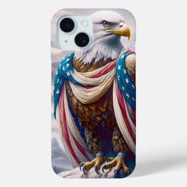 Tearful Bald Eagle mit amerikanischer Flagge Case-Mate iPhone Hülle (Rückseite)