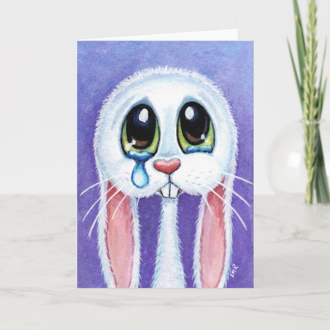 Tearful Sad Bunny Rabbit Blank Grußkarte Karte (Vorderseite)