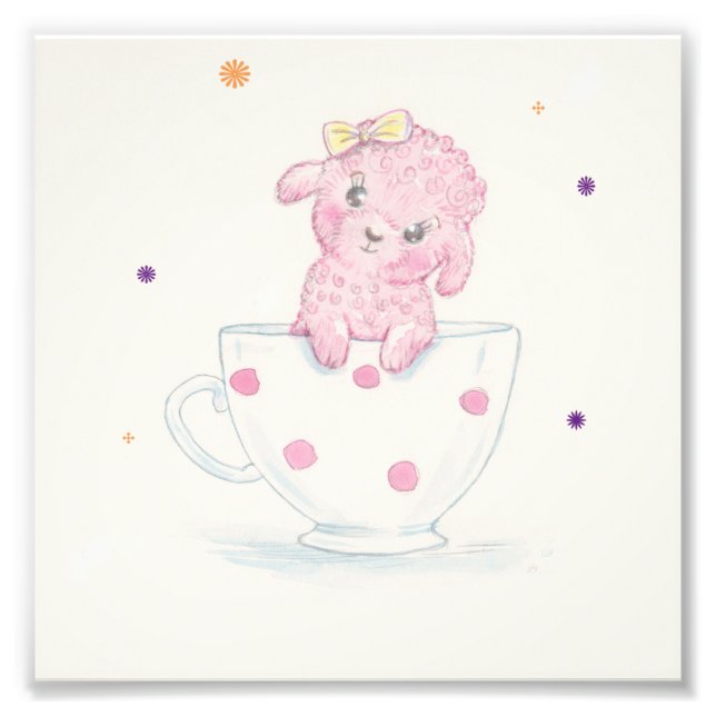 TeaRose Der rosa Teacup Poodle-Druck Fotodruck (Vorne)
