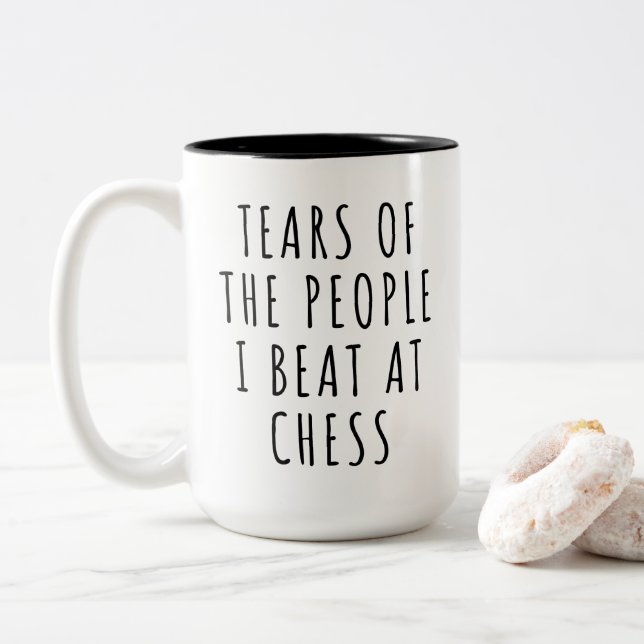 Tears of the People I Beat at Chess Humor  Zweifarbige Tasse (Mit Donut)