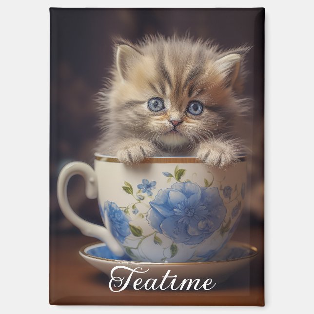 Teatime Kitten Magnet (Vorderseite)