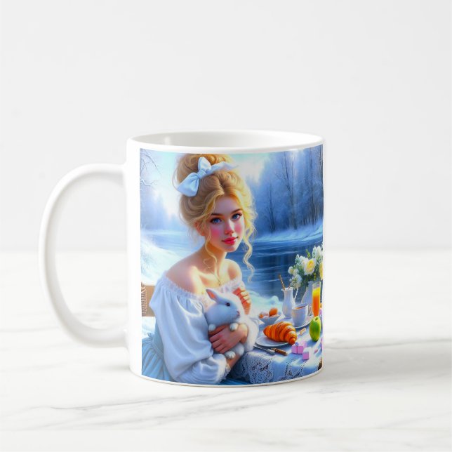 - Teatime mit Alice und ihrem Kaninchen Kaffeetasse (Links)