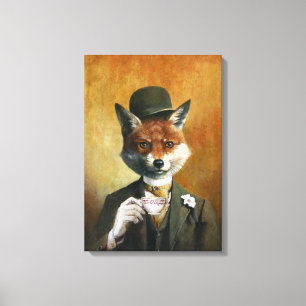 Teatime Mr Fox Canvas Print Leinwanddruck