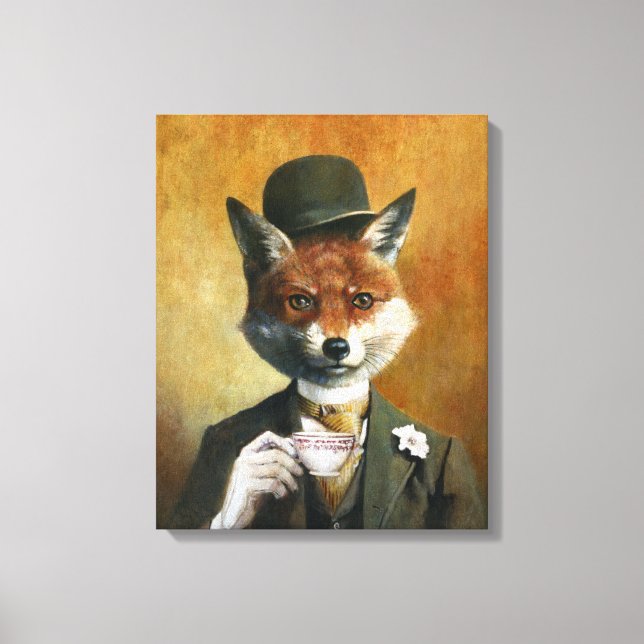 Teatime Mr Fox Canvas Print Leinwanddruck (Vorderseite)